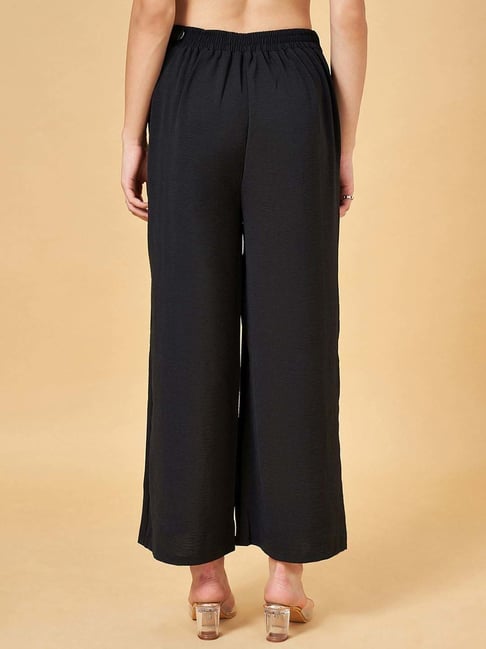 People by Pantaloons Black Cotton Flared Pants