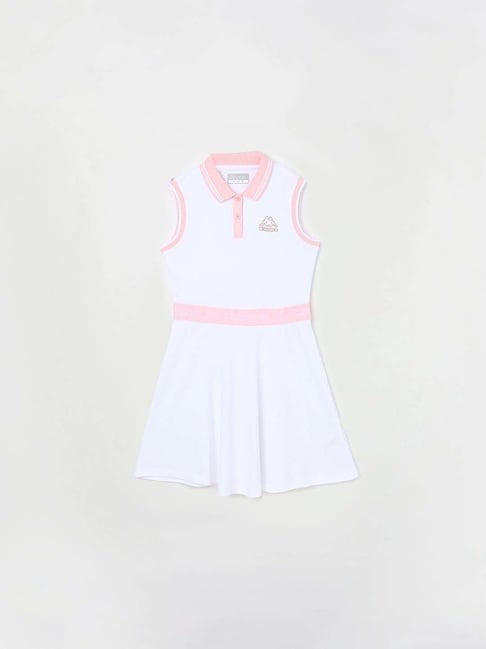 KAPPA Kids White Pink Cotton Regular Fit Dress