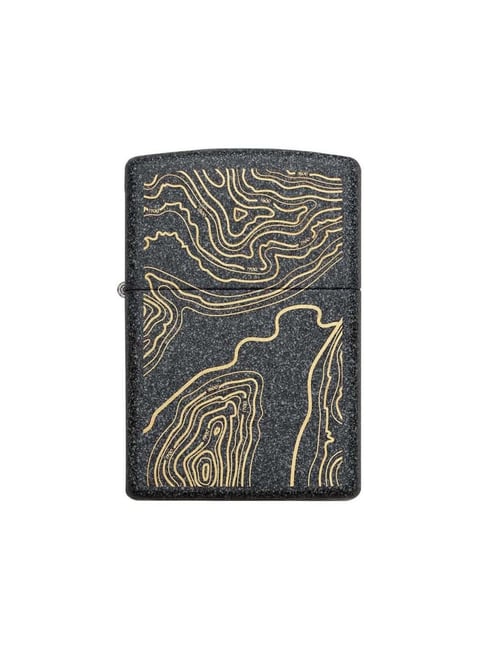 Zippo Black Brass Topo Map Design Windproof Pocket Lighter