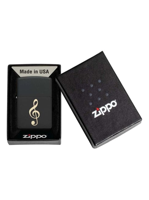 Zippo Black Brass Musical Note Windproof Pocket Lighter