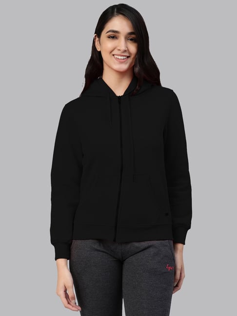 Lyra Black Cotton Hooded Sweatshirt