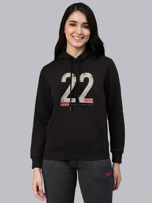 Lyra Black Cotton Printed Hoodie-picture-19