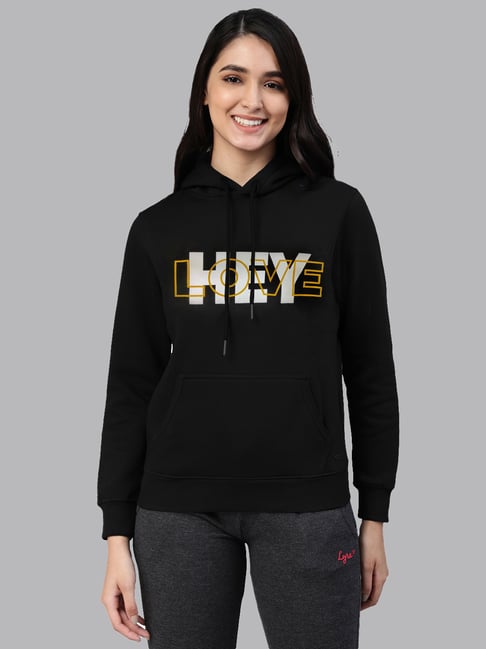 Lyra Coal Black Cotton Printed Hoodie-picture-30