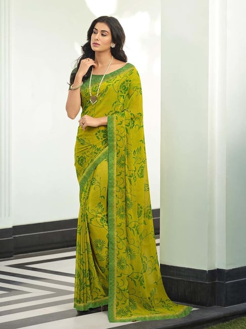 Buy online Women's Self Design Lime Colored Saree With Blouse from ethnic  wear for Women by Sangam Prints for ₹3399 at 60% off | 2024 Limeroad.com