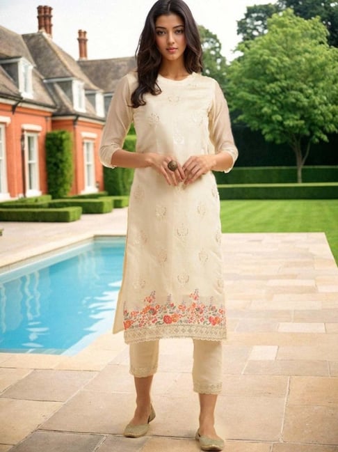 Buy Cotton Dobby Embroidered Kurta Pant and Dupatta Set_XL Online at Best  Prices in India - JioMart.