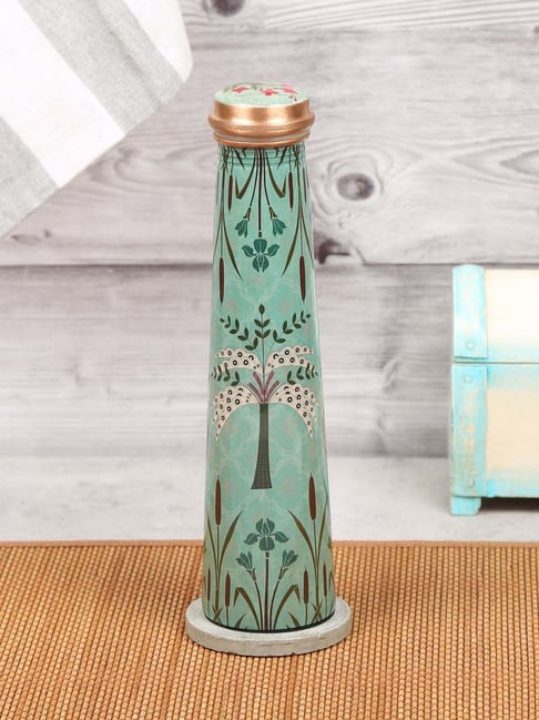 India Circus by Krsnaa Mehta Green Copper Mirroring Deer Garden Tapered Water Bottle (0.8 L)-picture-10