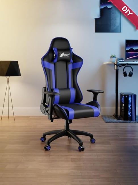 Green Soul Raptor Black Blue Leather High Back Gaming Chair