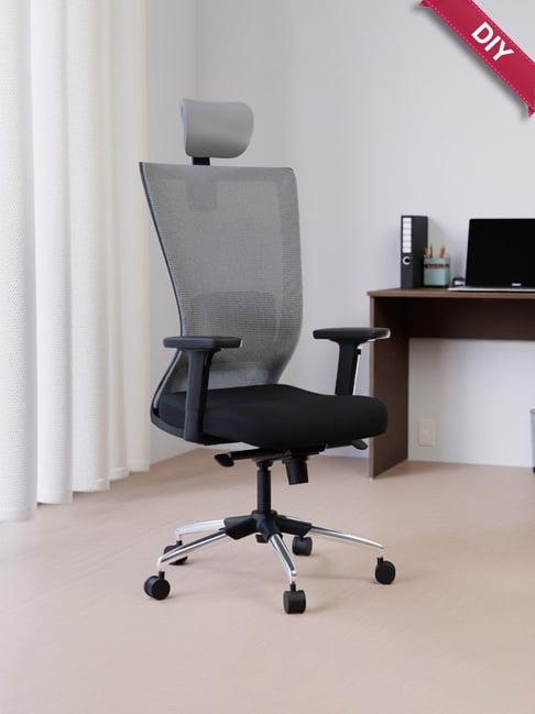 Grey office chair online with arms