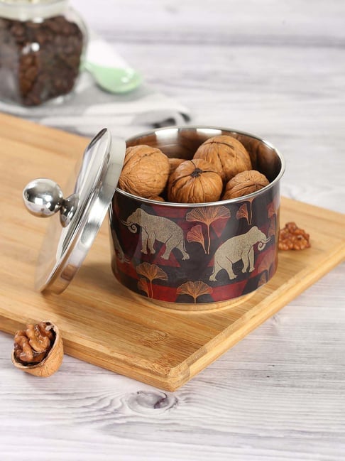 India Circus by Krsnaa Mehta Brown Steel Gallant Tusker Bowl With Lid (0.22 L)-picture-35