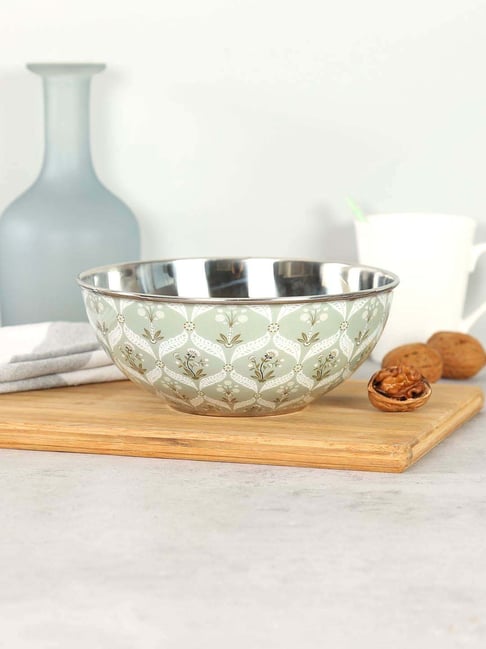 India Circus by Krsnaa Mehta Green Steel Blooming Dahlia Bowl (1.25 L)-picture-16