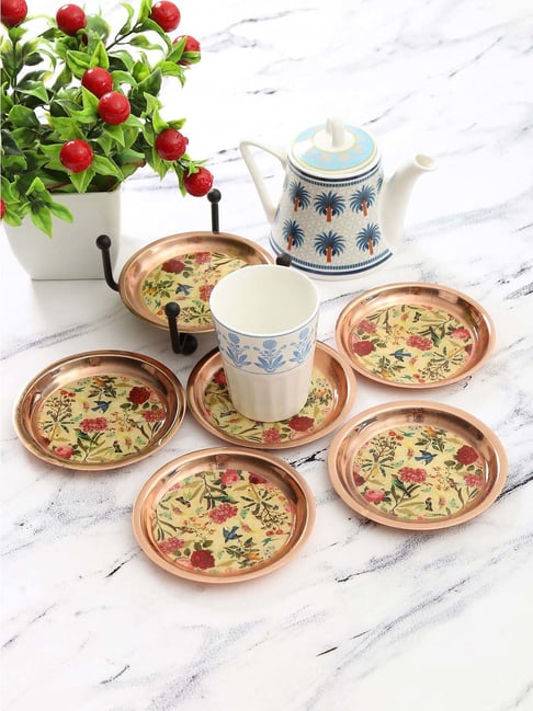 India Circus by Krsnaa Mehta Yellow Iron Bird Land Coaster - Set of 6-picture-27