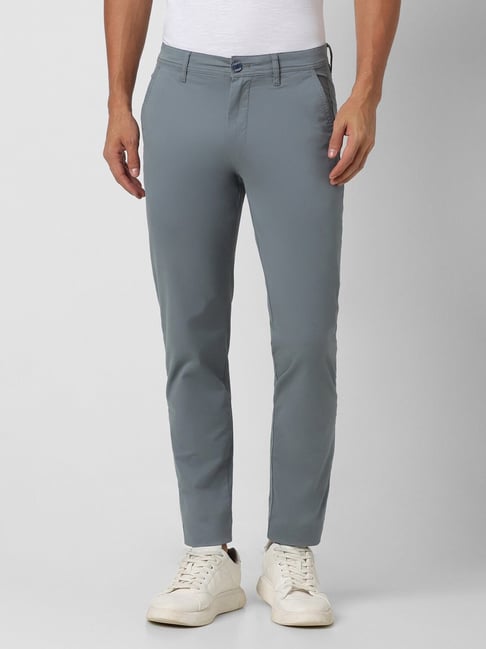 Buy Men Grey Solid Regular Fit Casual Trousers Online - 658883 | Peter  England