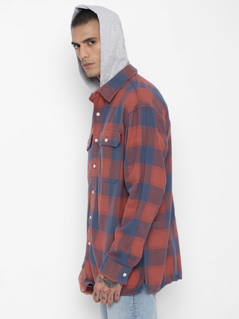 Buy American Eagle Outfitters Red Cotton Regular Fit Checks Shirts