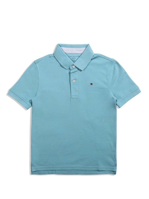 Tommy Hilfiger Kids Mediterranean Blue Cotton Regular Fit Polo T-Shirt