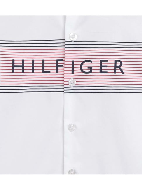 Buy Tommy Hilfiger Kids White Cotton Logo Shirt for Boys Clothing