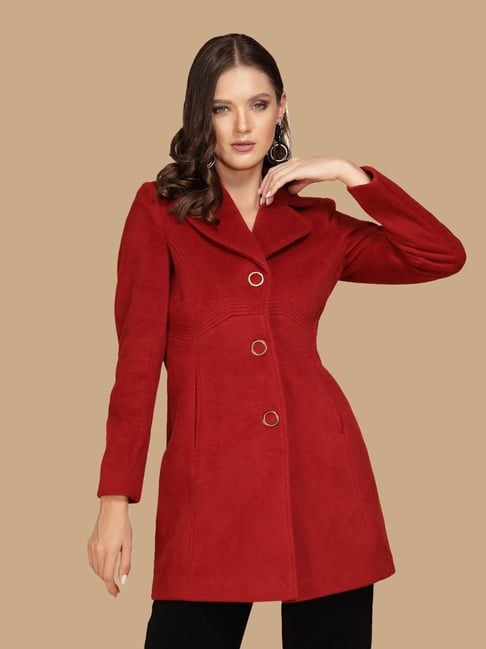 Global Republic Red Tweed Regular Fit Coat