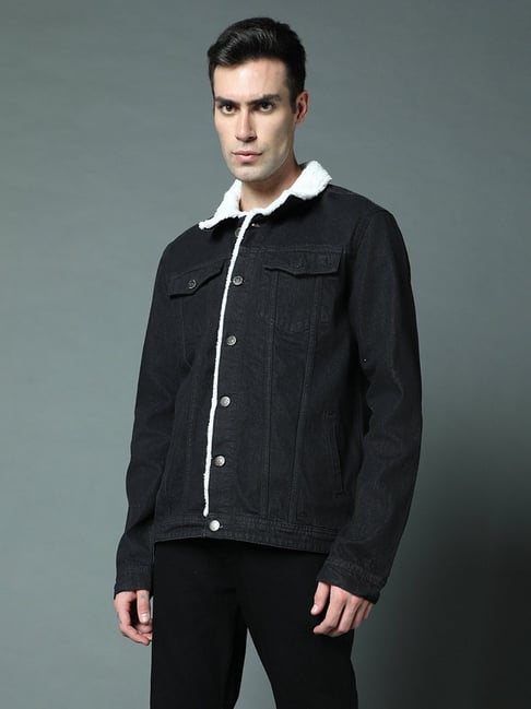 Buy online Black Color Block Denim Jacket from Jackets for Men by Campus  Sutra for ₹1869 at 28% off | 2024 Limeroad.com