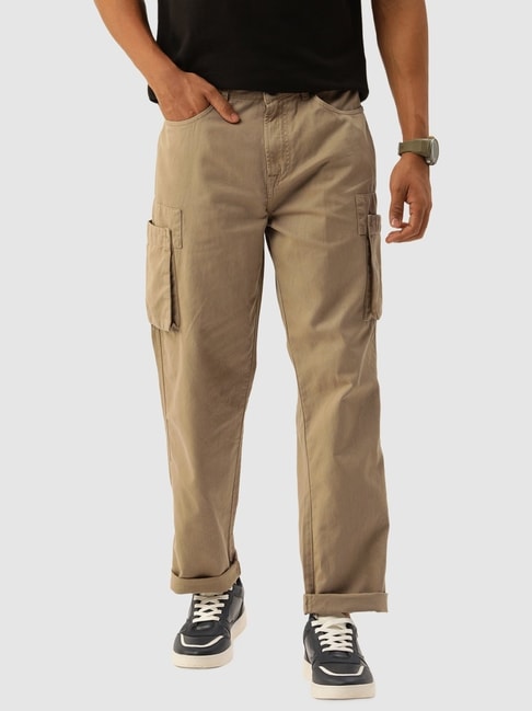 Wrangler Men's Relaxed Fit Flex Cargo Pants - Brown 36x34 : Target