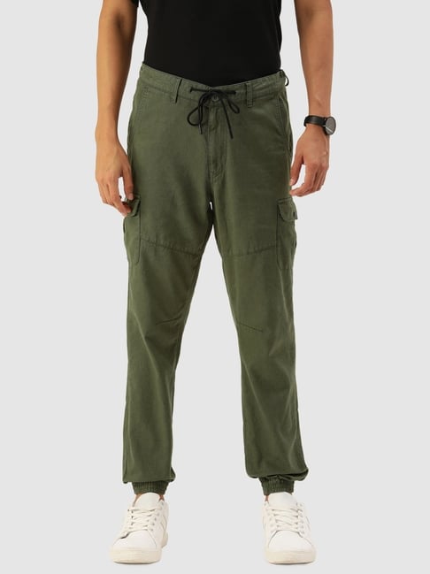 Buy Styli Olive Green Cotton Relaxed Fit Trackpants for Mens Online @ Tata  CLiQ