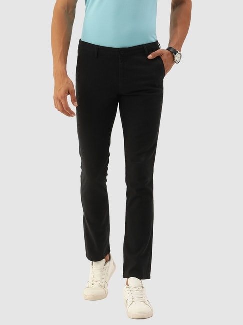 Buy IVOC Black Cotton Regular Fit Trousers for Mens Online @ Tata CLiQ