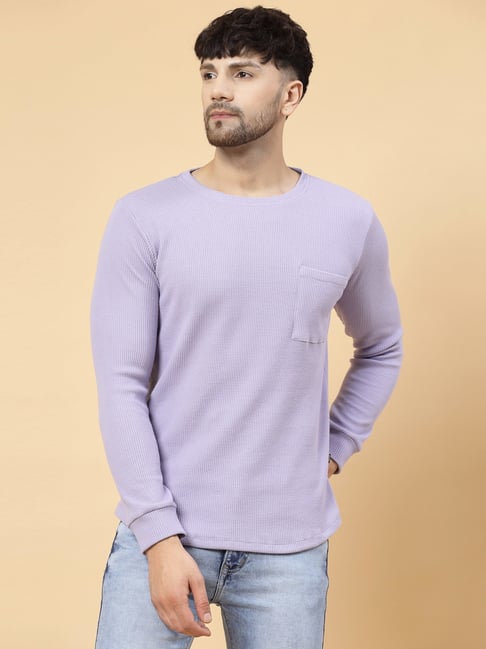 Rigo Light Purple Regular Fit Textured Crew T-Shirt-picture-15
