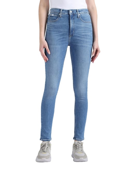 Calvin Klein Jeans Skinny Bright Blue Lightly Washed High Rise