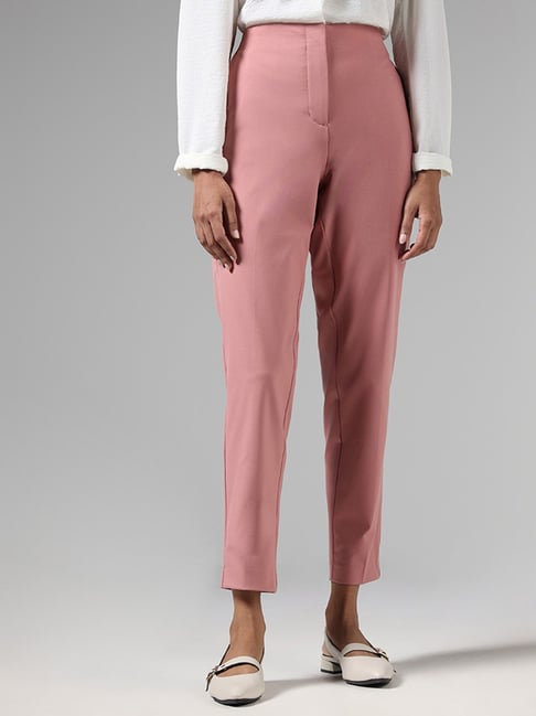 RETORO Womens trousers Solid Belted Tapered Pants (Color : Hot Pink, Size :  S): Buy Online at Best Price in UAE - Amazon.ae