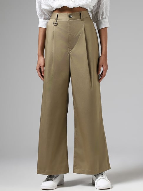 Buy Green Trousers & Pants for Women by Fable Street Online | Ajio.com