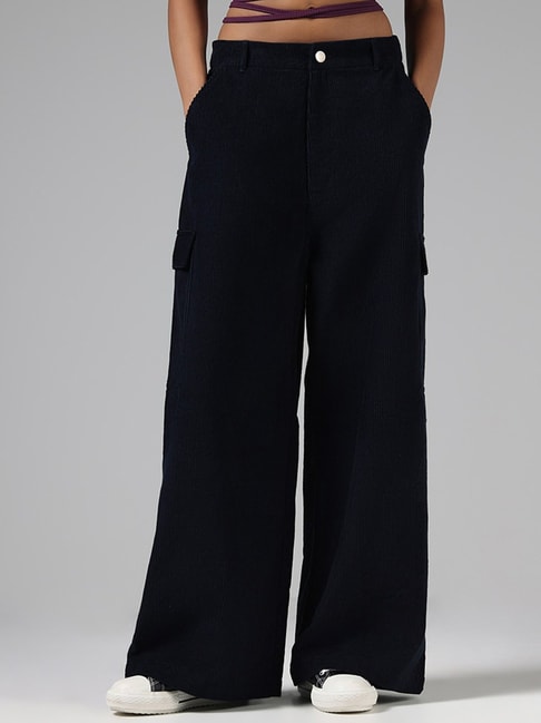 Buy Nuon by Westside Nuon by Westside Solid Navy Blue Corduroy Pants at  Redfynd