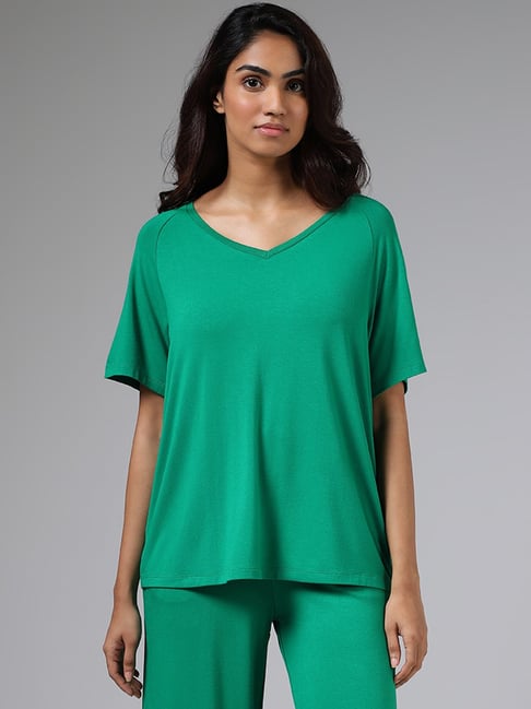 Wunderlove by Westside Solid Bright Green Supersoft T-Shirt