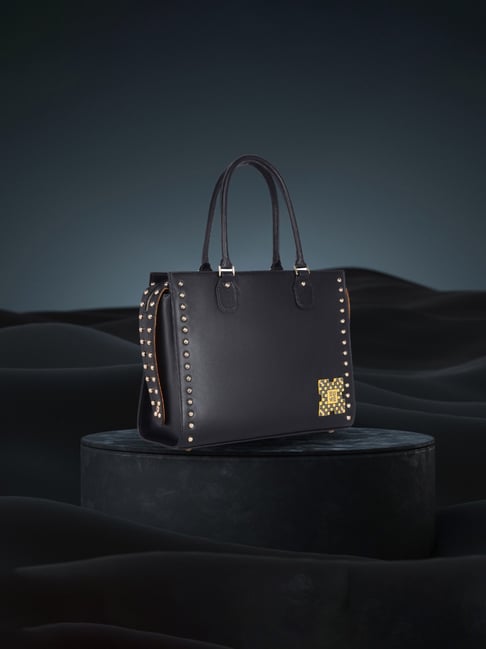 Eume Daffodil Black Leather Satchel Handbag-picture-47