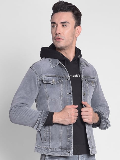 Men's luxury jacket - Balenciaga blue denim jacket with embroidered logo on  chest