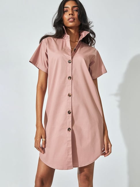 Blush pink shirt dress hotsell