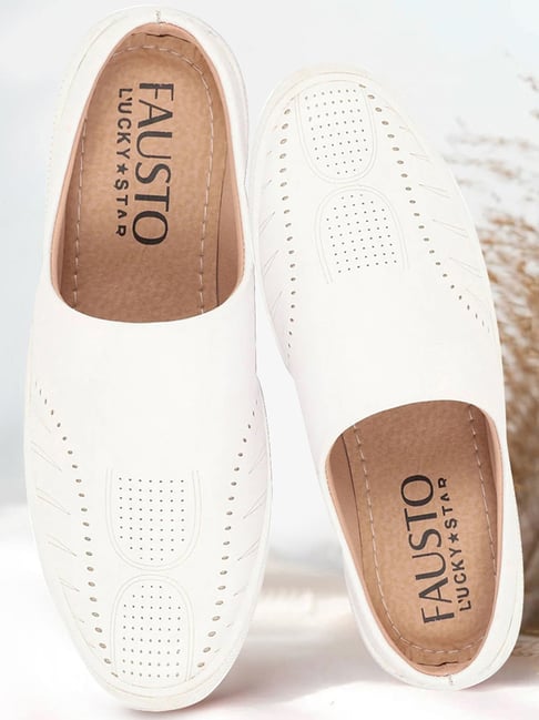 Fausto Men's White Mule Shoes-picture-28