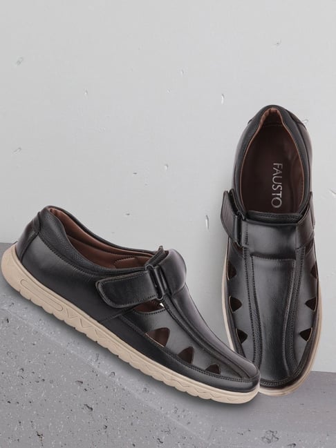 Fausto Men's Black Fisherman Sandals-picture-48