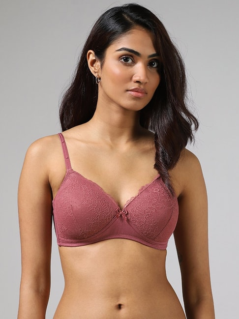 Buy Wunderlove Taupe Embroidered Bra from Westside