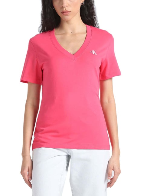 Calvin Klein Jeans Pink Flash Logo Regular Fit T-Shirt