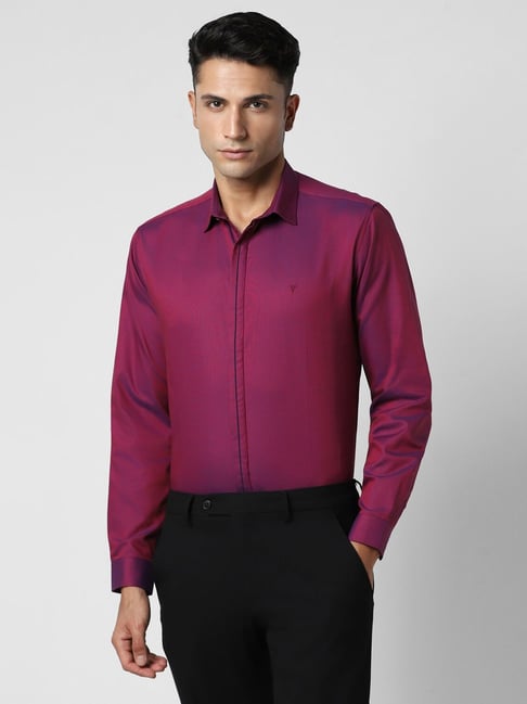V Dot Purple Cotton Slim Fit Shirt-picture-22