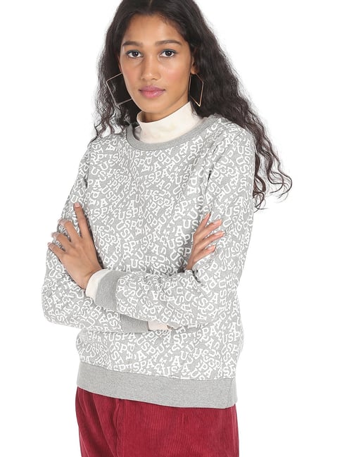 U.S. Polo Assn. Light Grey Cotton Graphic Print Sweatshirt-picture-19