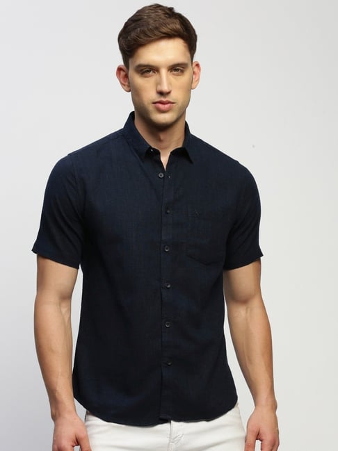 SHOWOFFFF Navy Blue Slim Fit Shirt
