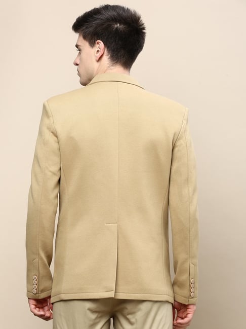 Buy Allen Solly Beige Slim Fit Textured Blazer for Mens Online @ Tata CLiQ