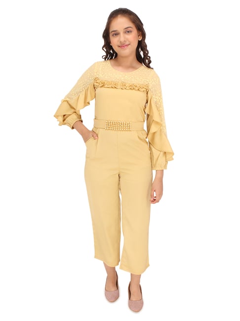 Cutecumber Kids Yellow Embellished Jumpsuit