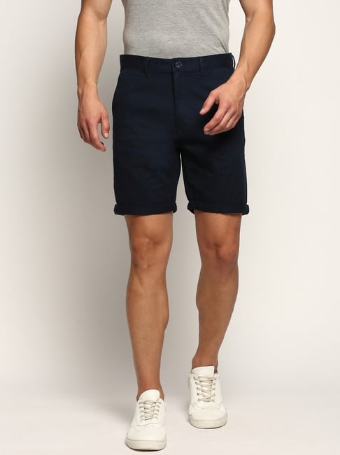 SHOWOFFFF Navy Blue Slim Fit Shorts