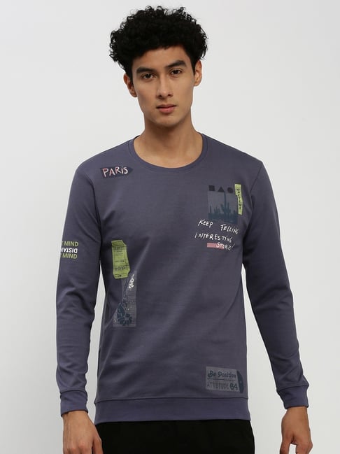 showoffff SHOWOFF Navy Blue Slim Fit Printed Sweatshirt-picture-36
