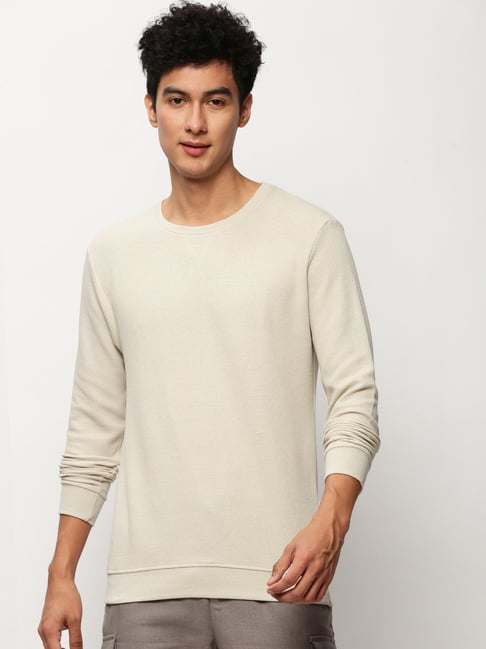 showoffff SHOWOFF Beige Slim Fit Self Pattern Sweatshirt-picture-22