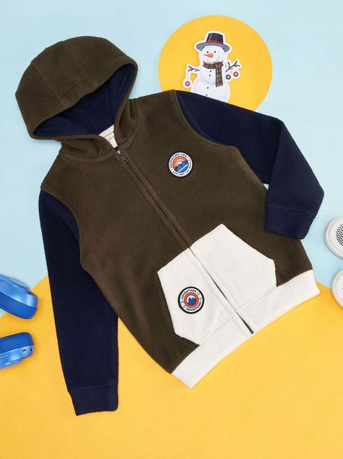 Pantaloons Junior Olive & White Embroidered Full Sleeves Sweatshirt-picture-19