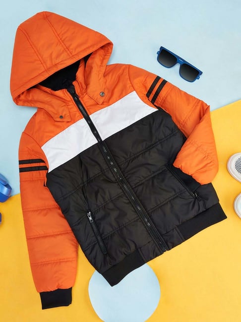 Buy YU by Pantaloons Kids Orange Color Block Jacket for Boys