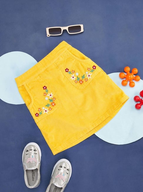 Pantaloons Junior Mustard Embroidered Skirt-picture-43