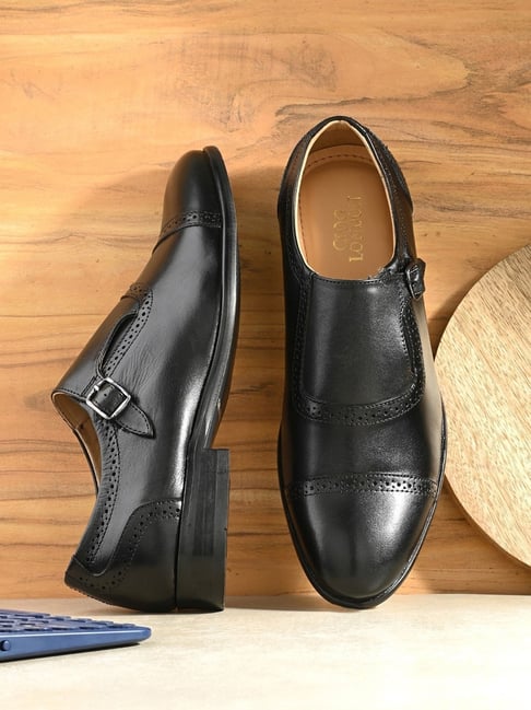 Clog London Men's Black Monk Shoes-picture-37