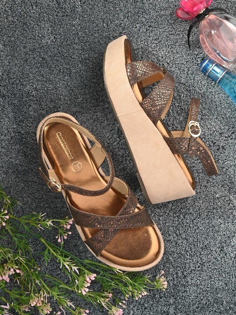 Clog London Women's Copper Ankle Strap Wedges-picture-11